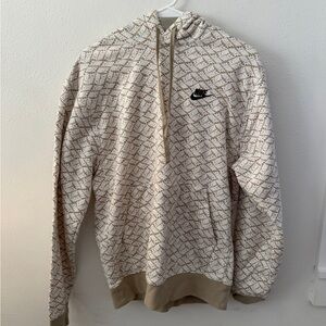 Nike Men's Beige and Tan Patterned Hoodie